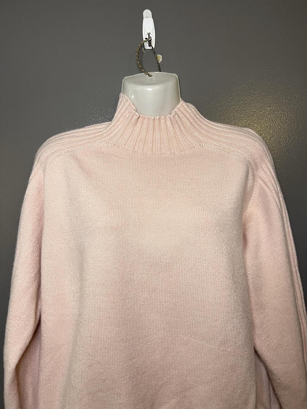 LESUMES Sweater Womens Large Pink Mock Neck Raglan Knit Pullover Cozy Soft